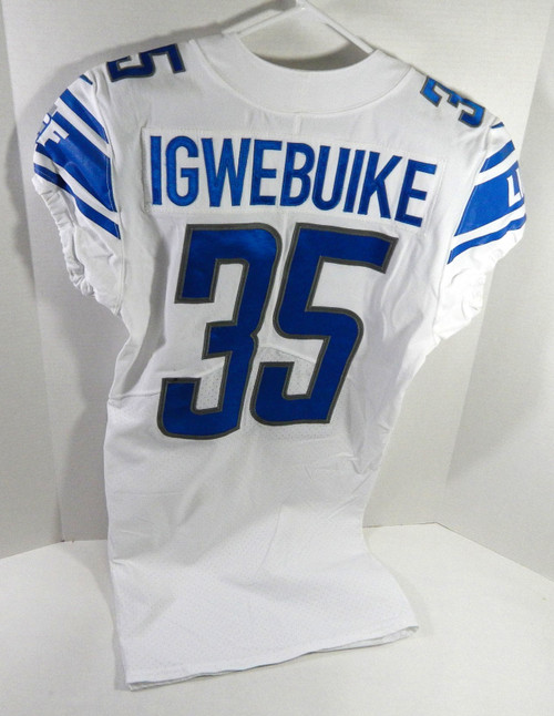 2021 Detroit Lions Godwin Igwebuike #35 Game Issued White Jersey 38 DP64664