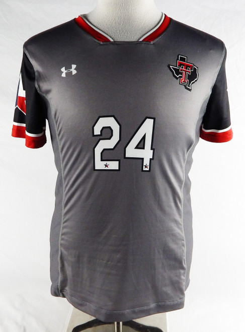 2021 Texas Tech Red Raiders #24 Game Used Grey Jersey Womens Soccer M 689