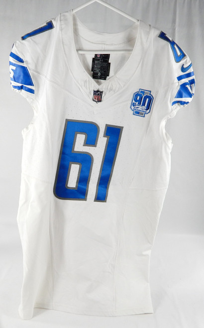 2023 Detroit Lions Alex Mollette #61 Game Issued White Jersey 90 Patch 44 38