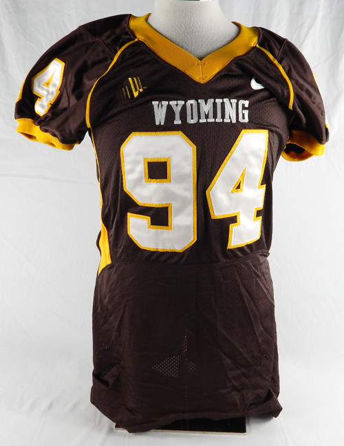 2012-15 Wyoming Cowboys Adam Kinder #94 Game Used Brown Jersey Football XL 349