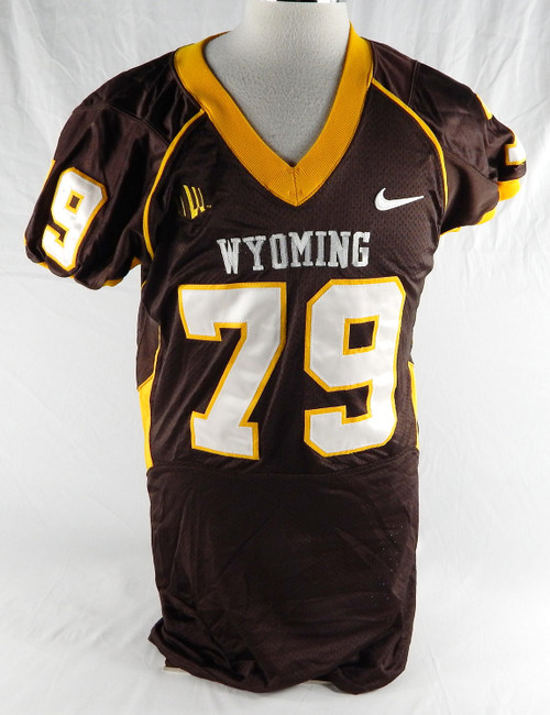 2012-15 Wyoming Cowboys Jacob English #79 Game Used Brown Jersey Football XL 351