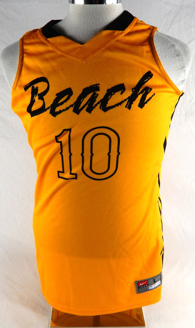 2013-14 Long Beach State Beach #10 Game Used Yellow Jersey Basketball L 704