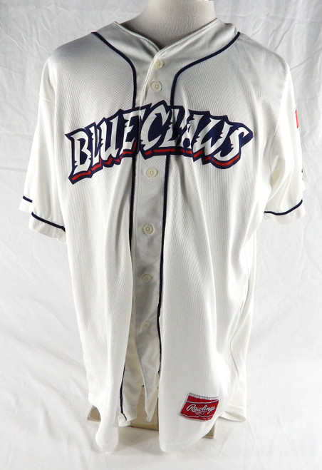 2014 Lakewood BlueClaws Zach Green #12 Game Used White Jersey 48 877