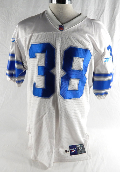 1996 Detroit Lions Daryl Porter #38 Game Used White Jersey 46 004