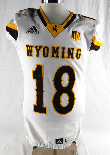 2018 Wyoming Cowboys #18 Game Used White Jersey L 473