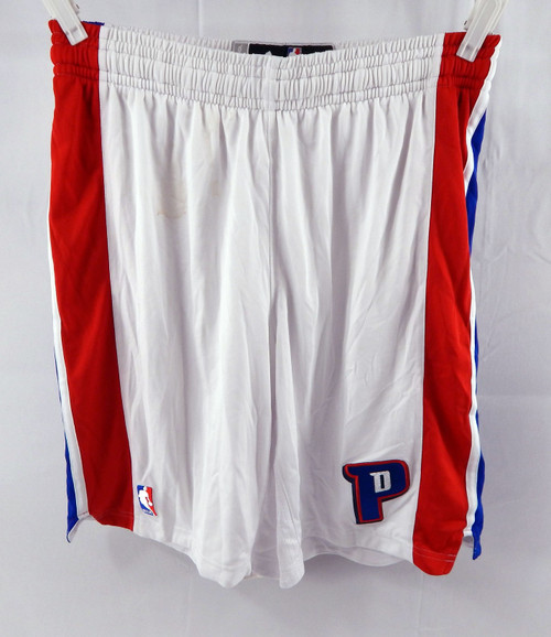 2012-13 Detroit Pistons Game Issued White Shorts XL 049
