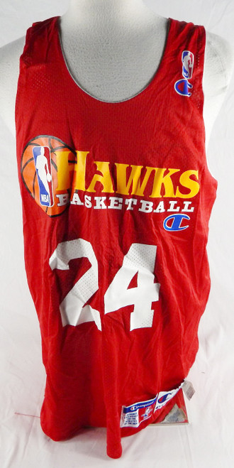 1990s Atlanta Hawks #24 Game Used Red Practice Jersey XL 709