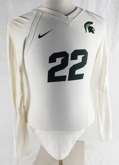 2015 Michigan State Spartans #22 Game Used White Jersey Soccer M 830