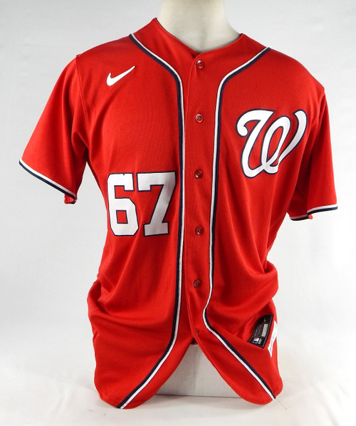 2022 Washington Nationals Kyle Finnegan #67 Game Issued Pos Used Red Jersey 44 1