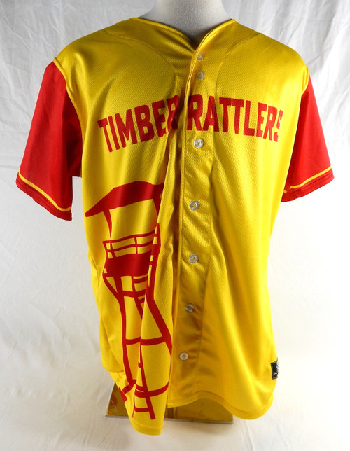 2024 Wisconsin Timber Rattlers #21 Game Issued Yellow Jersey Rescue Hi-Surf 46 6