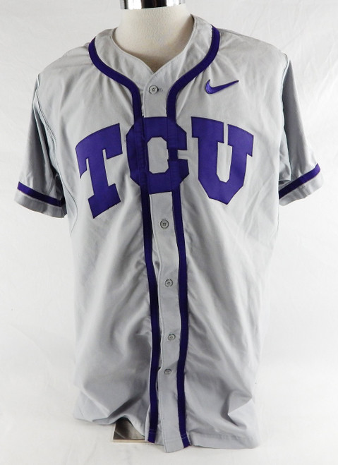 Texas Christian TCU Horned Frogs #23 Game Used Grey Jersey Patch Baseball 48 2