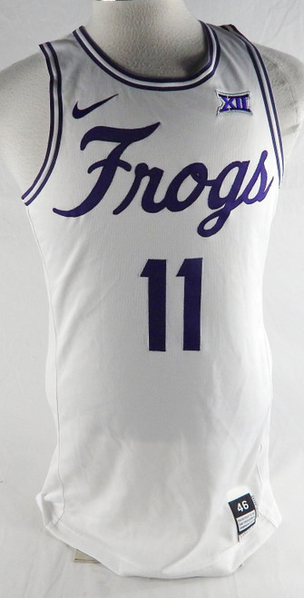 2018-19 Texas Christian Horned Frogs #11 Game Used White Jersey Basketball 46 5