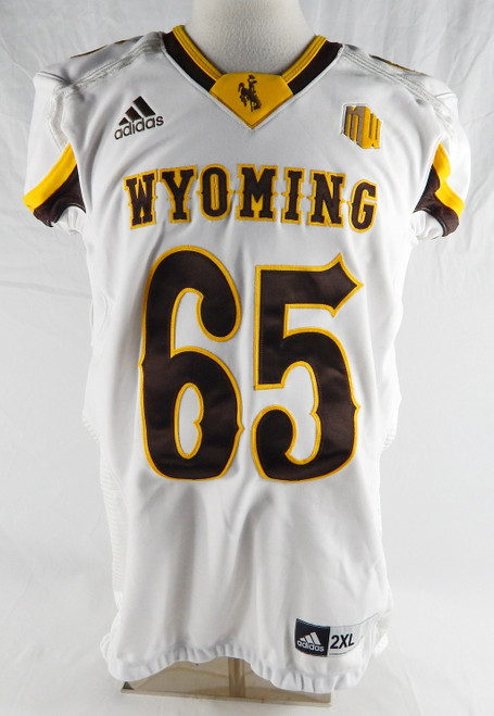 2018 Wyoming Cowboys #65 Game Issued Pos Used White Jersey Football 2XL 352