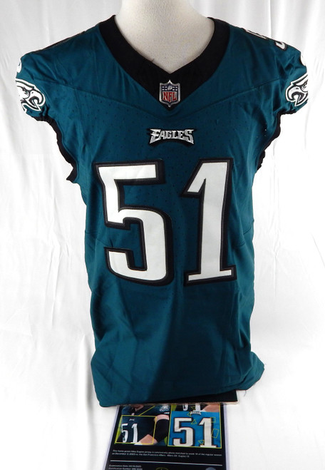 2023 Philadelphia Eagles Cam Jurgens #51 Game Used Green Jersey Davious Sports 0