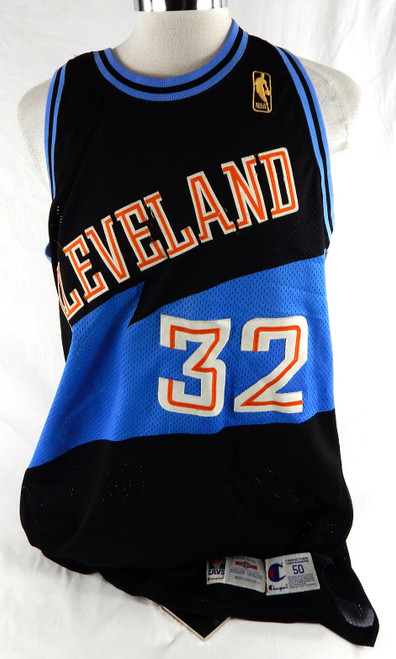 1996-97 Cleveland Cavaliers Tyrone Hill #32 Game Used Black Jersey Gold Logo 501