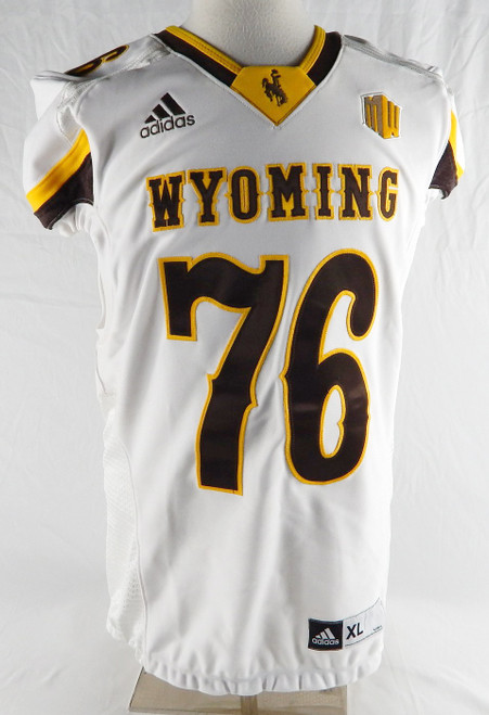 2018 Wyoming Cowboys #76 Game Issued Pos Used White Jersey Football XL 379