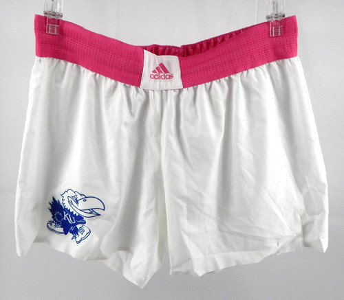 2020-21 Kansas Jayhawks Game Issued White Shorts Breast Cancer Basketball XL 921