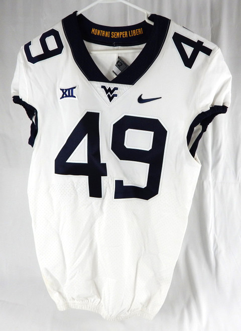 2019-23 West Virginia Mountaineers #49 Game Used White Jersey Football NP R 42 7