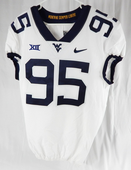 2019-23 West Virginia Mountaineers #95 Game Used White Jersey Football NP R 44 3