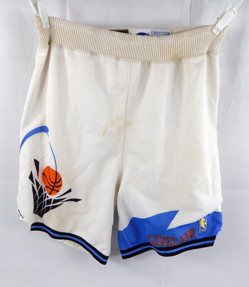 1996-97 Cleveland Cavaliers Bob Sura #3 Game Used White Shorts Gold Logo 38 819