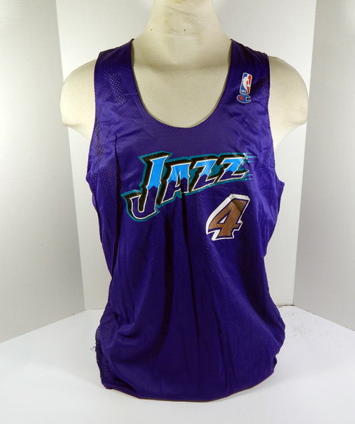 1990s Utah Jazz #4 Game Issued Purple White Practice Reversible Jersey 2XL 26