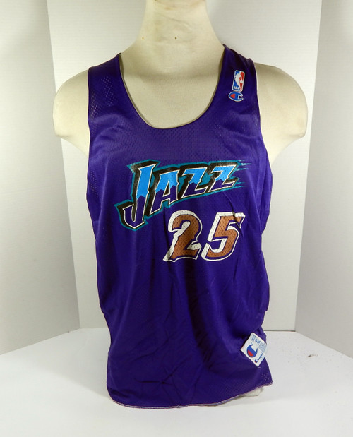 1990s Utah Jazz #25 Game Issued Purple White Practice Reversible Jersey XL 170