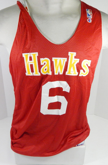 1990s Atlanta Hawks #6 Game Issued Red Practice Jersey L DP58451