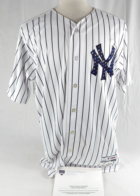 2017 New York Yankees Chasen Shreve #45 Game Used White Jersey Stars Stripes 58