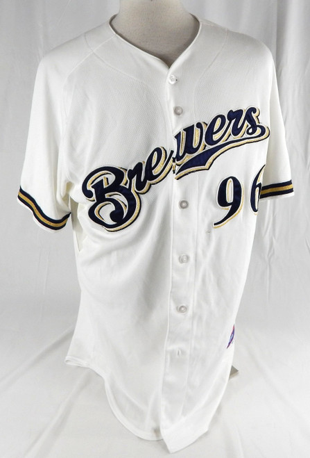 2015 Milwaukee Brewers #96 Game Issued Pos Used White Jersey 48 53