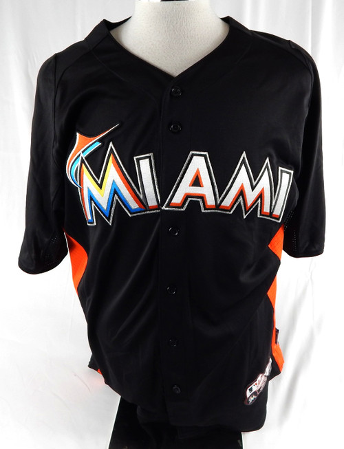 2014-16 Miami Marlins Rob Rasmussen #21 Game Used Black Jersey ST BP 44 DP96985