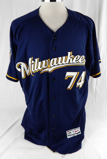 2016 Milwaukee Brewers Daniel Tillman #74 Game Issued P Used Navy Jersey ST P 4