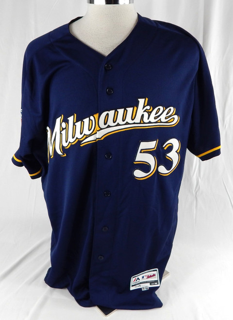 2016 Milwaukee Brewers Sean Nolin #53 Game Issued Pos Used Navy Jersey ST P 48 5