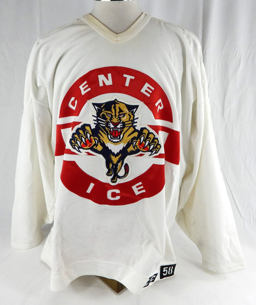Late 1990s Florida Panthers Denis Khloptonov #58 Game Used White Practice Jersey