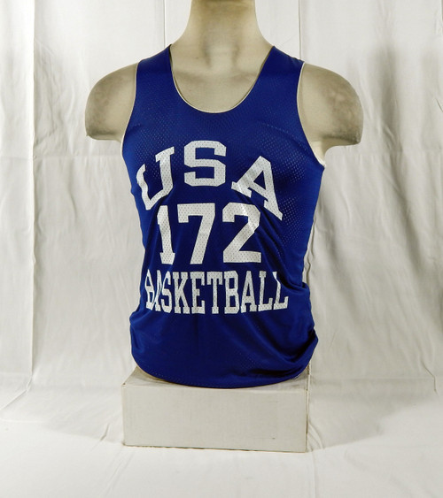 1990s Team USA Basketball #172 Game Issued Blue White Practice Jersey S 6499