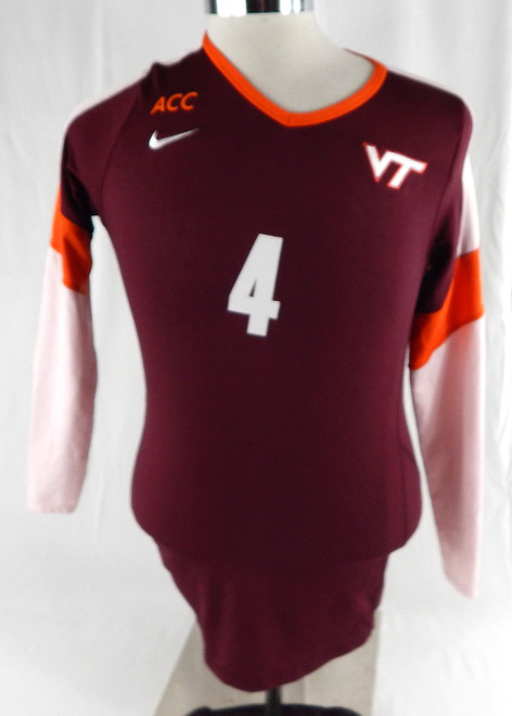 2000s Virginia Tech Hokies #4 Game Used Maroon Jersey Volleyball M 911