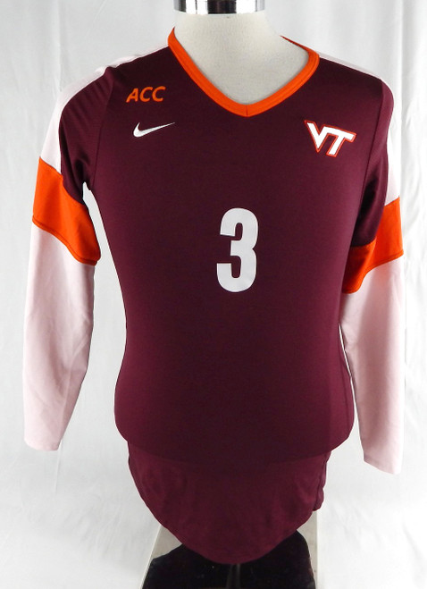 2000s Virginia Tech Hokies #3 Game Used Maroon Jersey Volleyball M 913