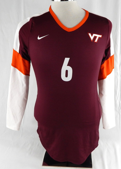 2000s Virginia Tech Hokies #6 Game Used Maroon Jersey Volleyball L 919