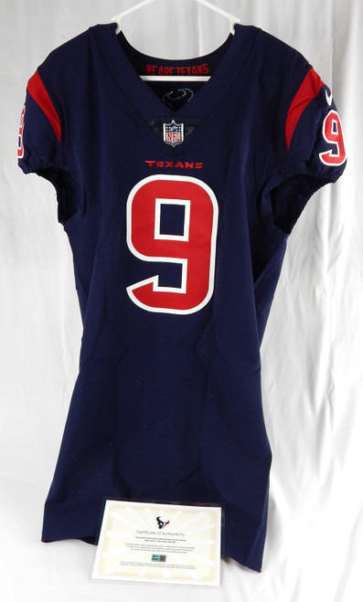 2021 Houston Texans Brevin Jordan #9 Game Issued Navy Jersey Color Rush 44 991
