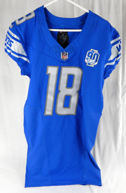 2023 Detroit Lions David Blough #18 Game Issued Blue Jersey 90 Seasons Patch 5