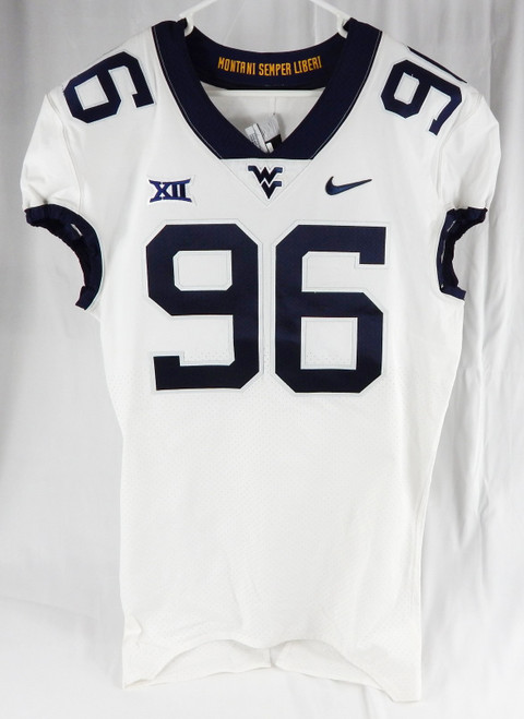 2019-23 West Virginia Mountaineers #96 Game Used White Jersey Football NP R 46 9