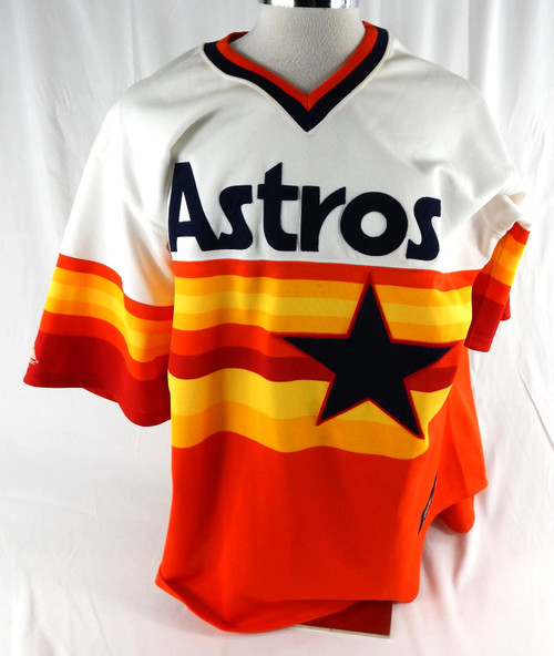 2000s Mens Houston Astros Authentic White Jersey Rainbow Majestic Cooperstown 2X
