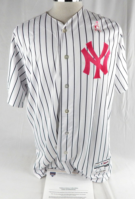 2017 New York Yankees Giovanny Gallegos #30 Game Used White Jersey Mothers 46 2