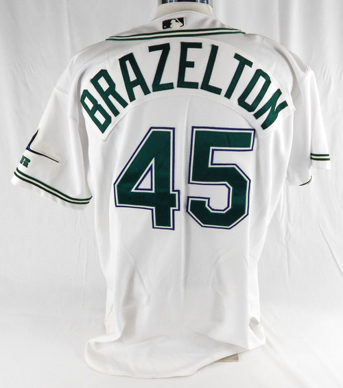 2002 Tampa Bay Rays Dewon Brazelton #45 Game Used White Jersey 902