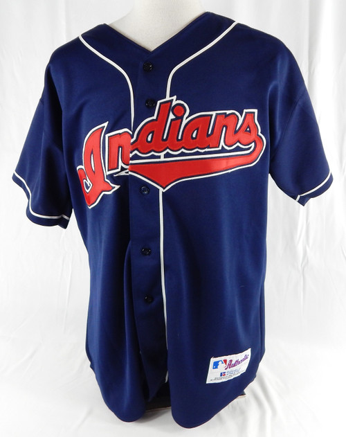 1990s Mens Cleveland Indians Blank Authentic Navy Jersey Russell 52 958