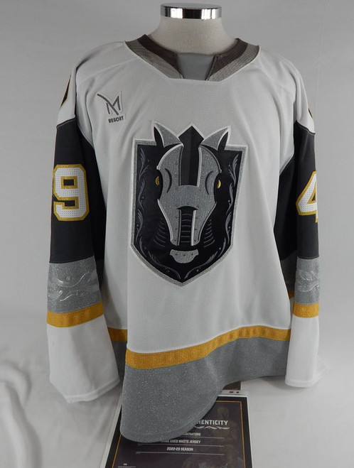 2023-24 Henderson Silver Knights Peter Diliberatore #49 Game Used White Jersey 5