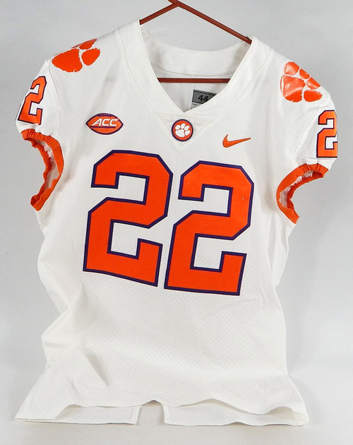 2018-22 Clemson Tigers #22 Game Used White Jersey NP Rem 44 DP77591