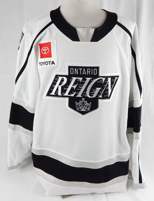 Ontario Reign Helge Grans #3 Game Used White Jersey 56 427