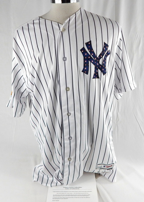 2017 New York Yankees Blank Game Issued White Jersey Stars Stripes 48 690