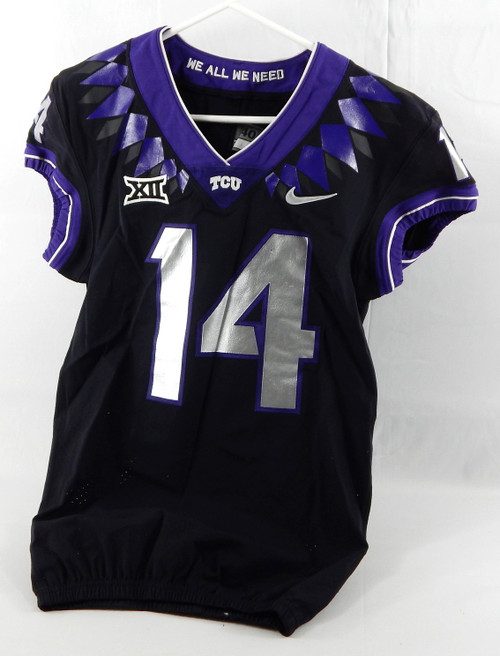 Texas Christian TCU Horned Frogs #14 Game Used Black Jersey Football NP Rem 0
