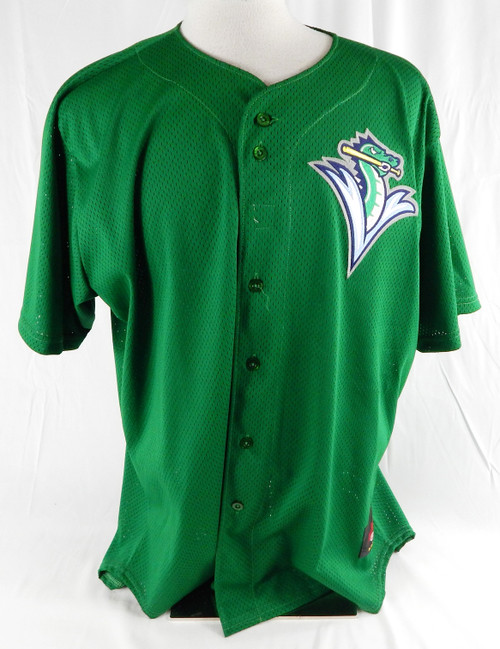 2000s Vermont Lake Monsters Blank Game Issued Green Jersey 52 712